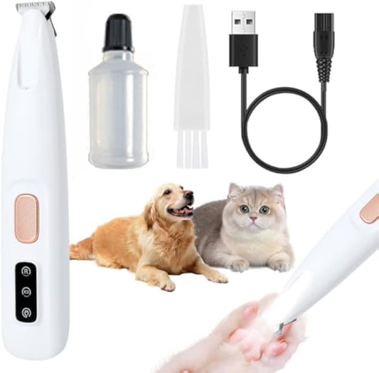 Rechargeable Dog Paw Trimmer with LED Light – Low Noise Clipper