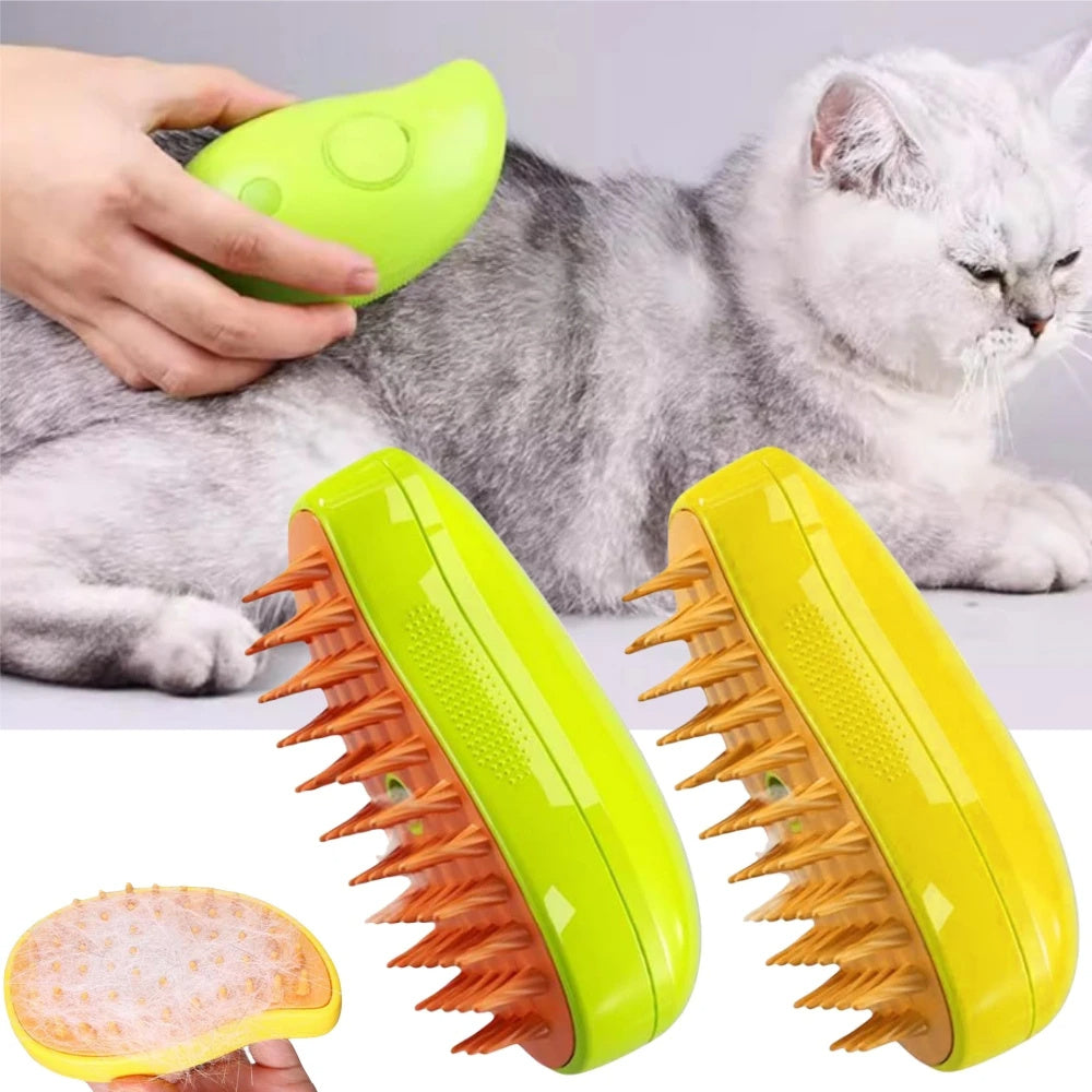 3-in-1 Pet Steam Brush – Grooming, Massage & Hair Removal